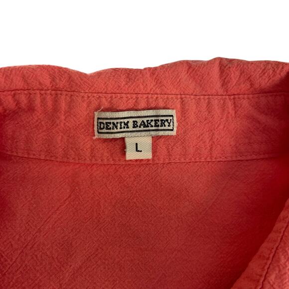 Vintage Coral Pink Embroidered Button-Up Shirt Whimsical Cotton Top Sz Large - Picture 7 of 14